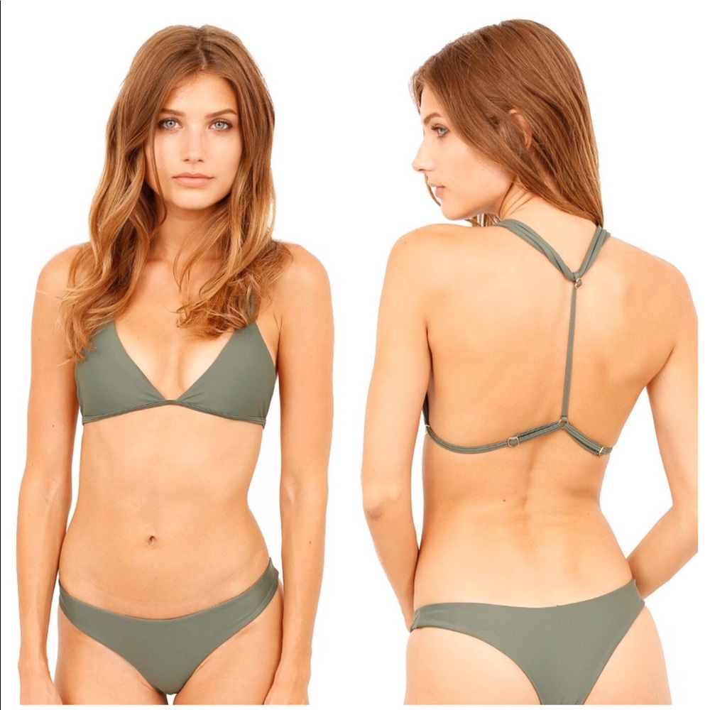 Issa de Mar Poema Olive Rib T Back Bikini Top M